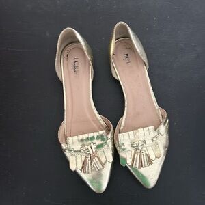 J. Crew Gold D'Orsay Flat Size 37 6.5 7 Womens Slip on Shoes